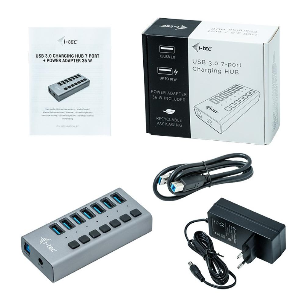 i-tec - USB 3.0 Charging HUB 7port + Power Adapter 36 W