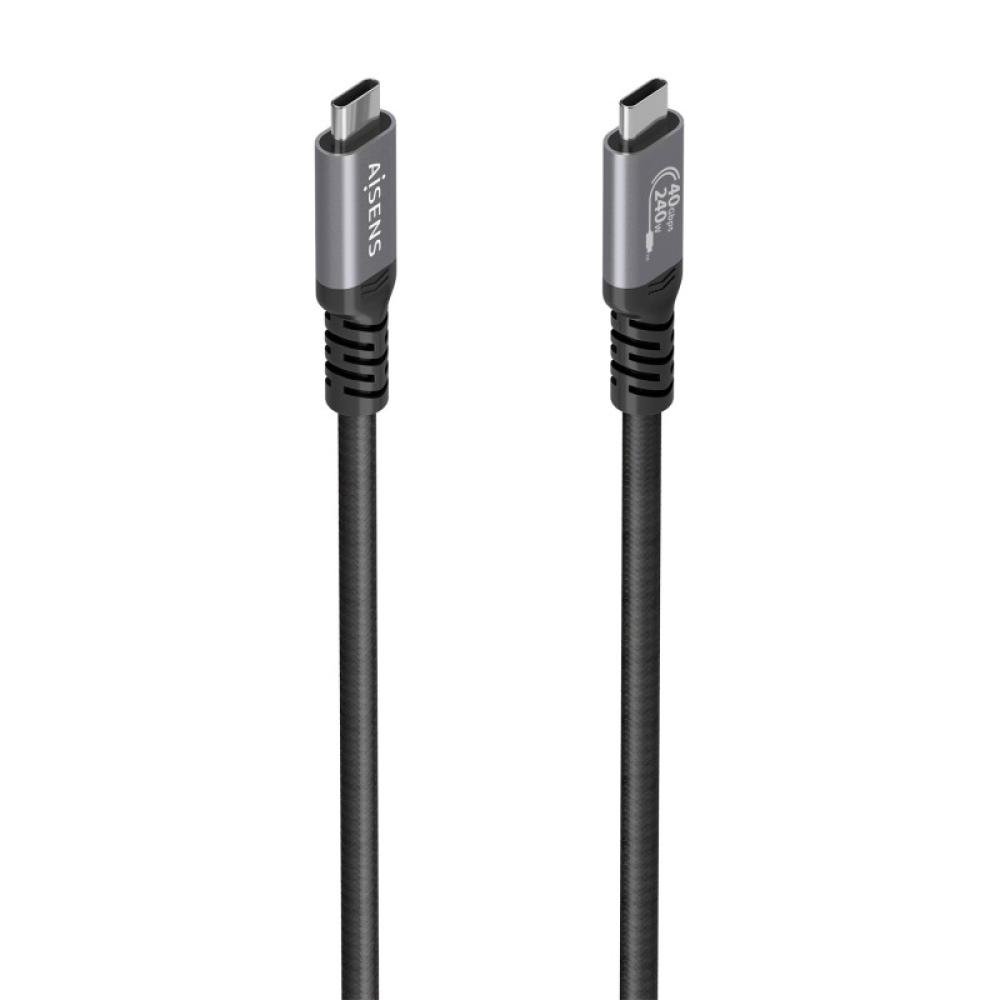AISENS - Cable USB4 Gen3x2 Aluminio 40Gbps 8K@60Hz 5A 48V 240W E-Mark, Tipo USB-C/M-USB-C/M, Negro, 2.0m