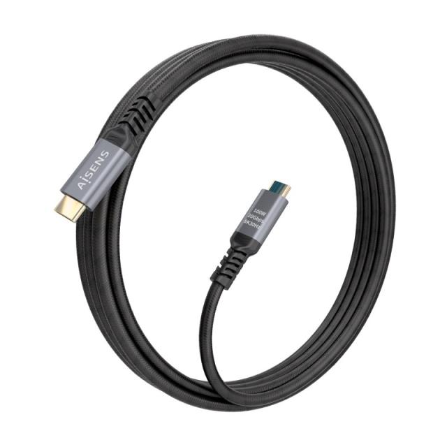 AISENS - Cable USB 3.2 Gen2x2 Aluminio 20Gbps 8K@30Hz 5A 100W E-Mark, Tipo USB-C/M-USB-C/M, Negro, 3.0m