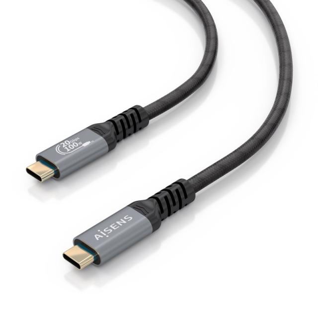 AISENS - Cable USB 3.2 Gen2x2 Aluminio 20Gbps 8K@30Hz 5A 100W E-Mark, Tipo USB-C/M-USB-C/M, Negro, 3.0m