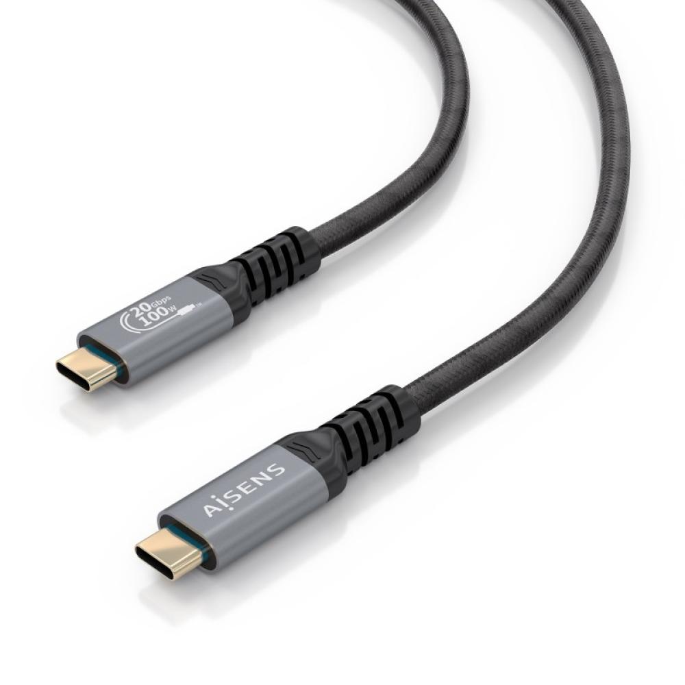 AISENS - Cable USB 3.2 Gen2x2 Aluminio 20Gbps 8K@30Hz 5A 100W E-Mark, Tipo USB-C/M-USB-C/M, Negro, 3.0m