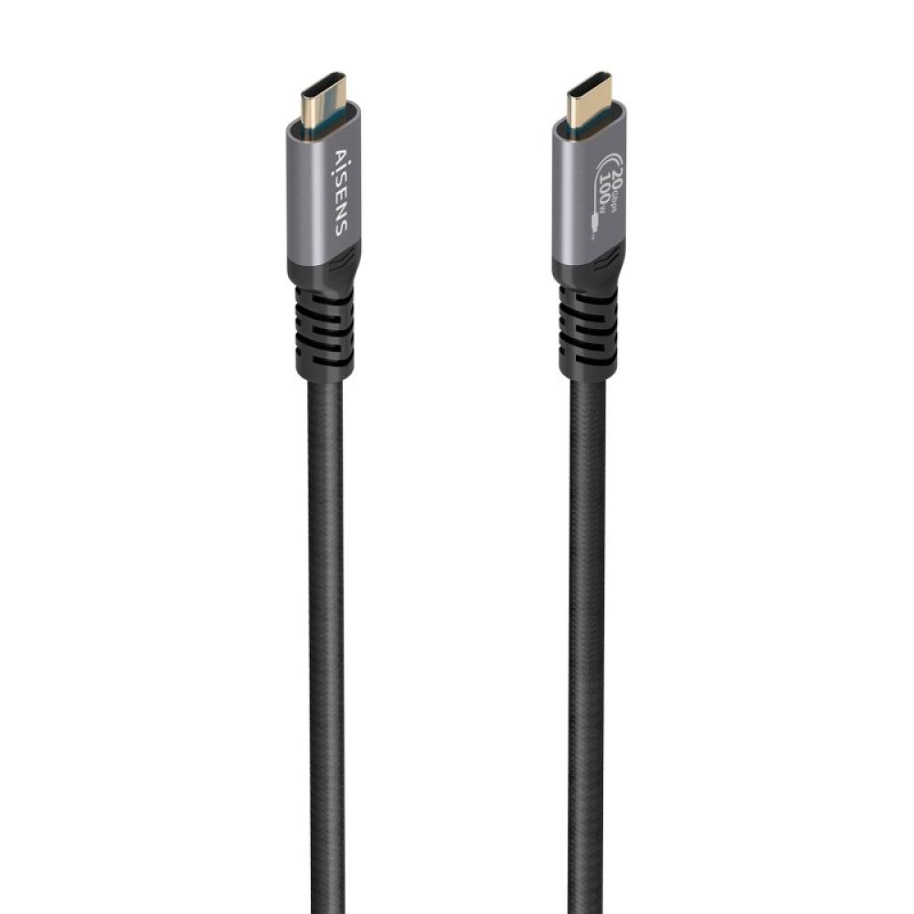 AISENS - Cable USB 3.2 Gen2x2 Aluminio 20Gbps 8K@30Hz 5A 100W E-Mark, Tipo USB-C/M-USB-C/M, Negro, 3.0m