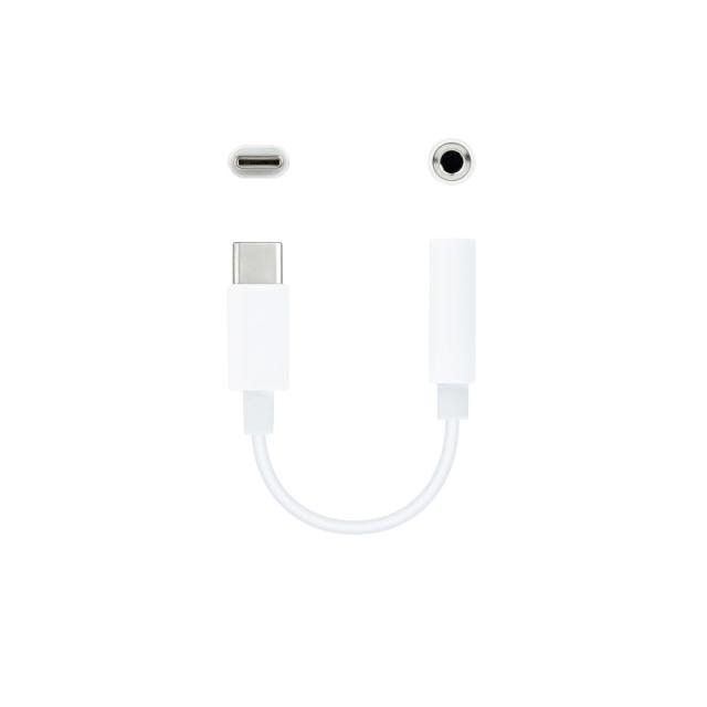 Nanocable - Cable Adaptador Audio USB-C/M a Jack 3.5/H, 11 cm, Blanco