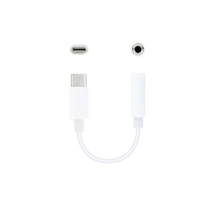 Nanocable - Cable Adaptador Audio USB-C/M a Jack 3.5/H, 11 cm, Blanco