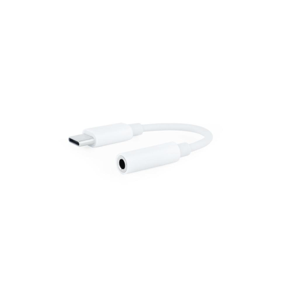 Nanocable - Cable Adaptador Audio USB-C/M a Jack 3.5/H, 11 cm, Blanco