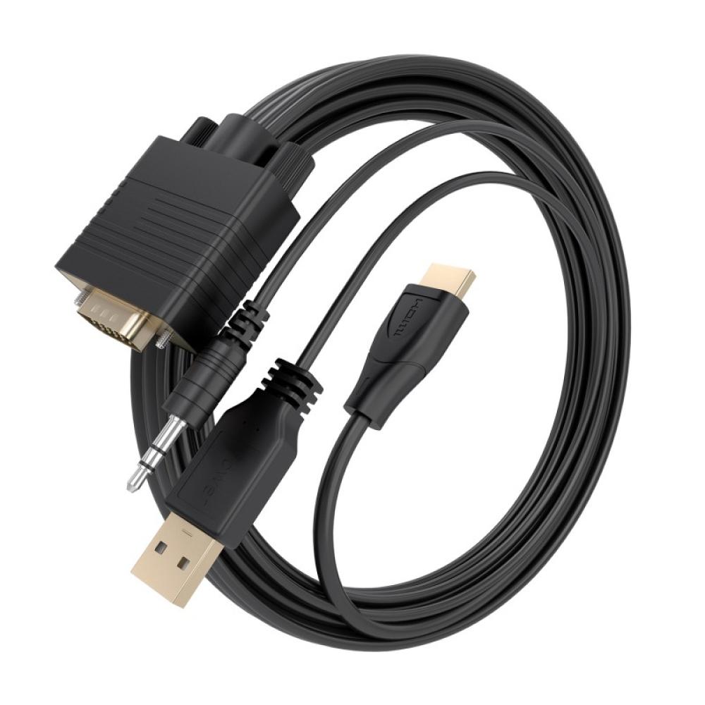 AISENS - Cable Conversor HDMI a SVGA+Audio, HDMI A/M-SVGA/M+Jack 3.5/M+USB-A/M, Negro, 1.5m
