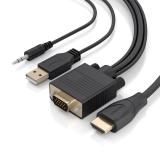 AISENS - Cable Conversor HDMI a SVGA+Audio, HDMI A/M-SVGA/M+Jack 3.5/M+USB-A/M, Negro, 1.5m