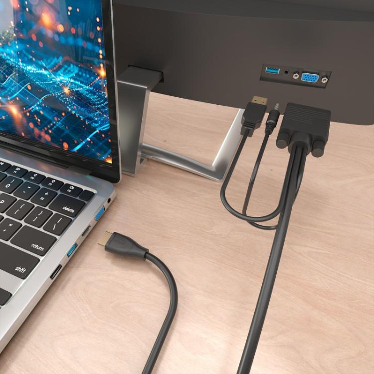 AISENS - Cable Conversor HDMI a SVGA+Audio, HDMI A/M-SVGA/M+Jack 3.5/M+USB-A/M, Negro, 1.0m