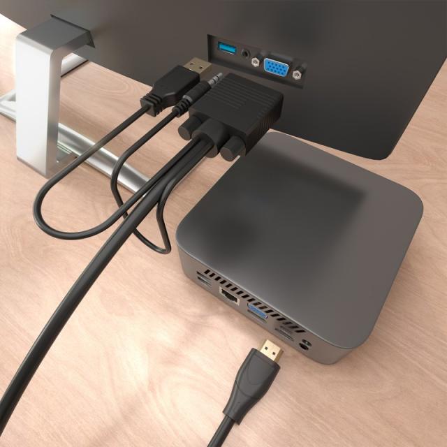 AISENS - Cable Conversor HDMI a SVGA+Audio, HDMI A/M-SVGA/M+Jack 3.5/M+USB-A/M, Negro, 1.0m