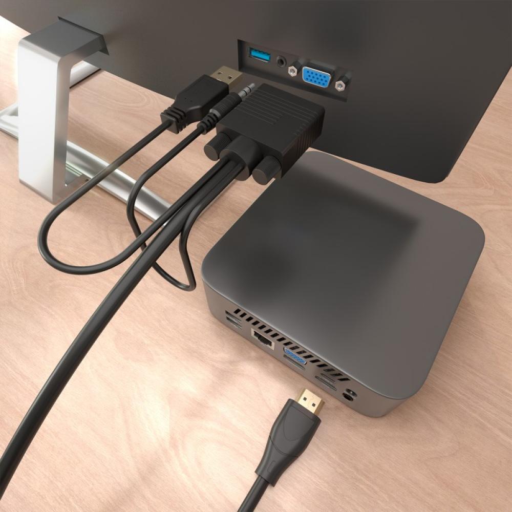 AISENS - Cable Conversor HDMI a SVGA+Audio, HDMI A/M-SVGA/M+Jack 3.5/M+USB-A/M, Negro, 1.0m