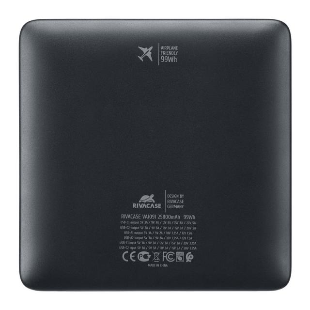 Rivacase - Turbo Polímero de litio 25800 mAh Negro