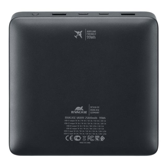 Rivacase - Turbo Polímero de litio 25800 mAh Negro