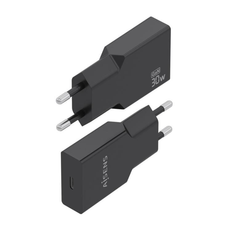 AISENS - Cargador Ultra Delgado GaN 30W, 1xUSB-C PD3.0, Negro