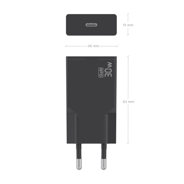 AISENS - Cargador Ultra Delgado GaN 30W, 1xUSB-C PD3.0, Negro