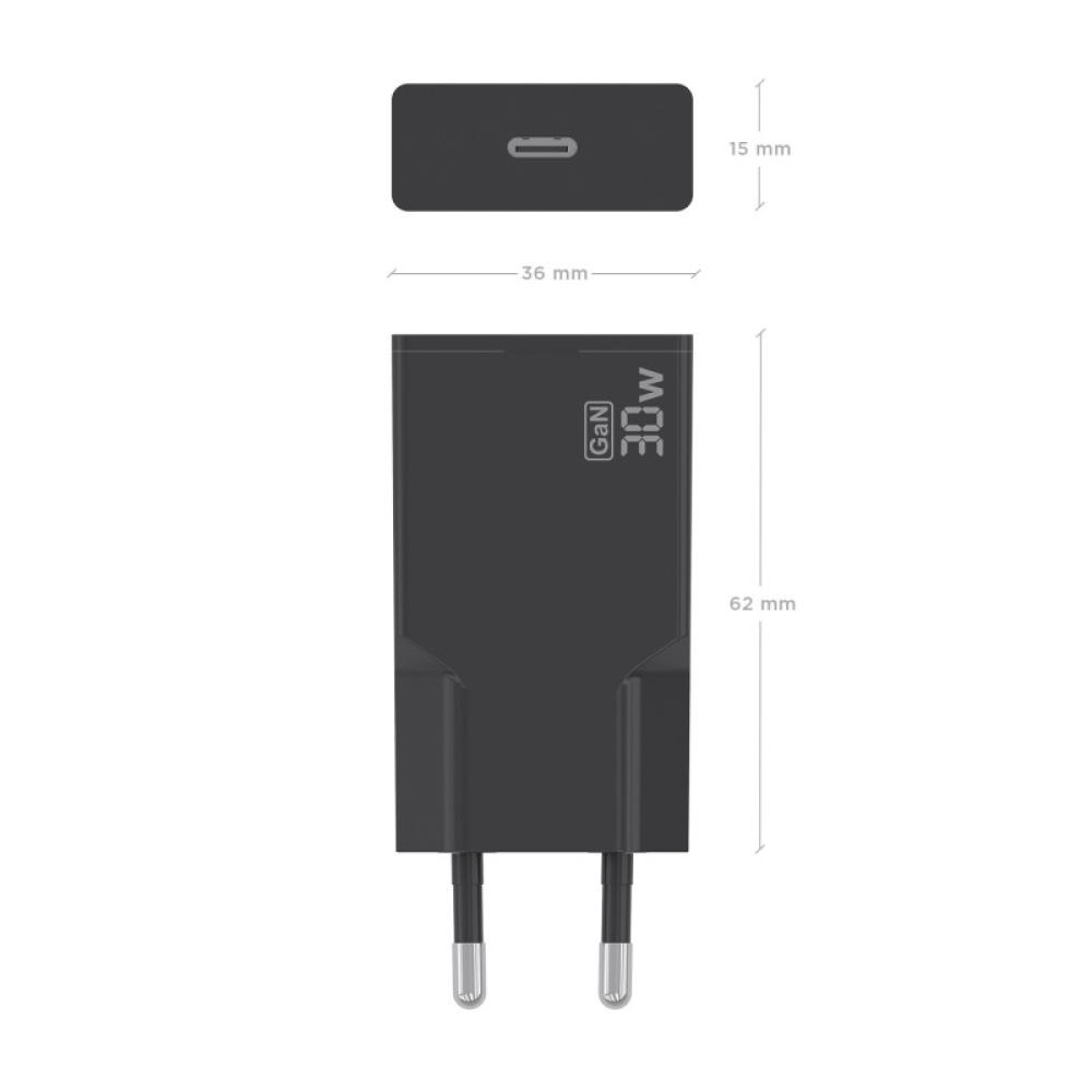 AISENS - Cargador Ultra Delgado GaN 30W, 1xUSB-C PD3.0, Negro