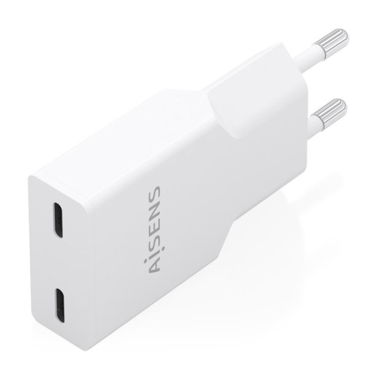 AISENS - Cargador Ultra Delgado GaN 30W, 2xUSB-C PD3.0, Blanco