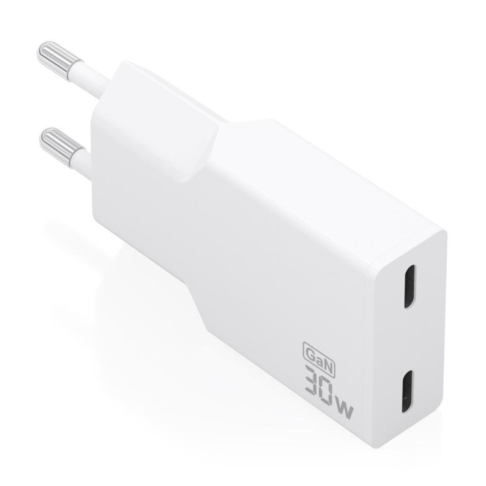 AISENS - Cargador Ultra Delgado GaN 30W, 2xUSB-C PD3.0, Blanco