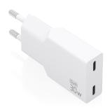 AISENS - Cargador Ultra Delgado GaN 30W, 2xUSB-C PD3.0, Blanco