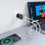 AISENS - Cargador Ultra Delgado GaN 30W, 1xUSB-C PD3.0 QC4.0, 1xUSB-A QC3.0, Negro