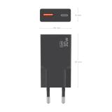 AISENS - Cargador Ultra Delgado GaN 30W, 1xUSB-C PD3.0 QC4.0, 1xUSB-A QC3.0, Negro