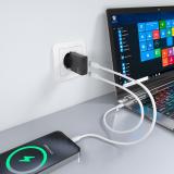 AISENS - Cargador Ultra Delgado GaN 30W, 2xUSB-C PD3.0, Negro