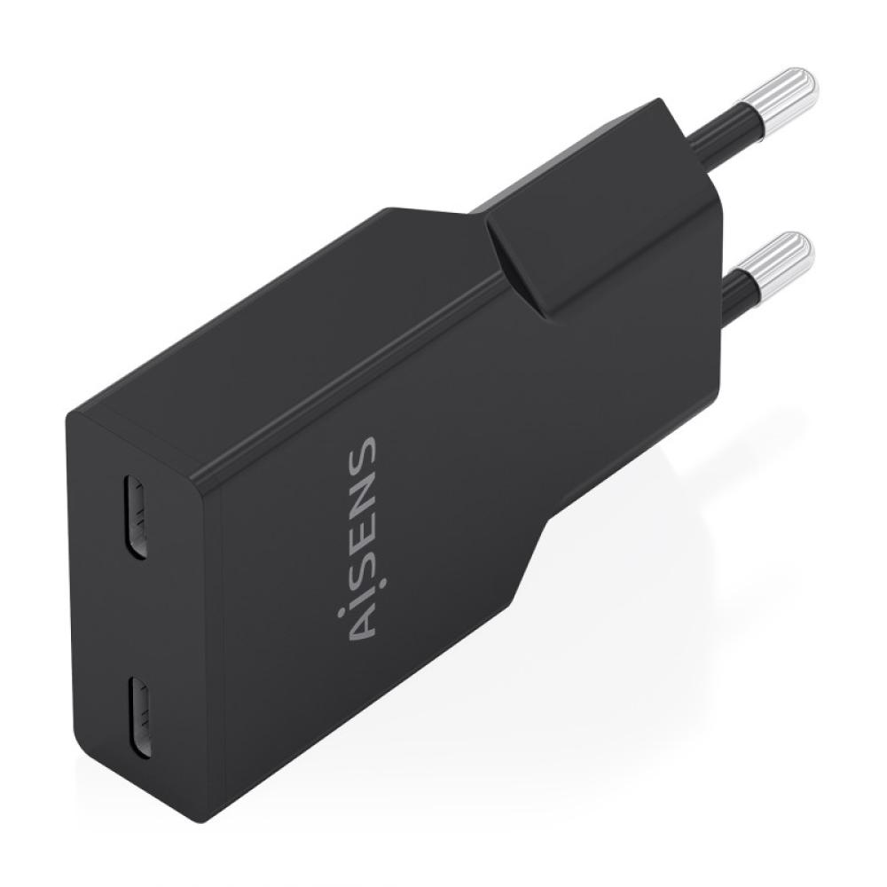 AISENS - Cargador Ultra Delgado GaN 30W, 2xUSB-C PD3.0, Negro