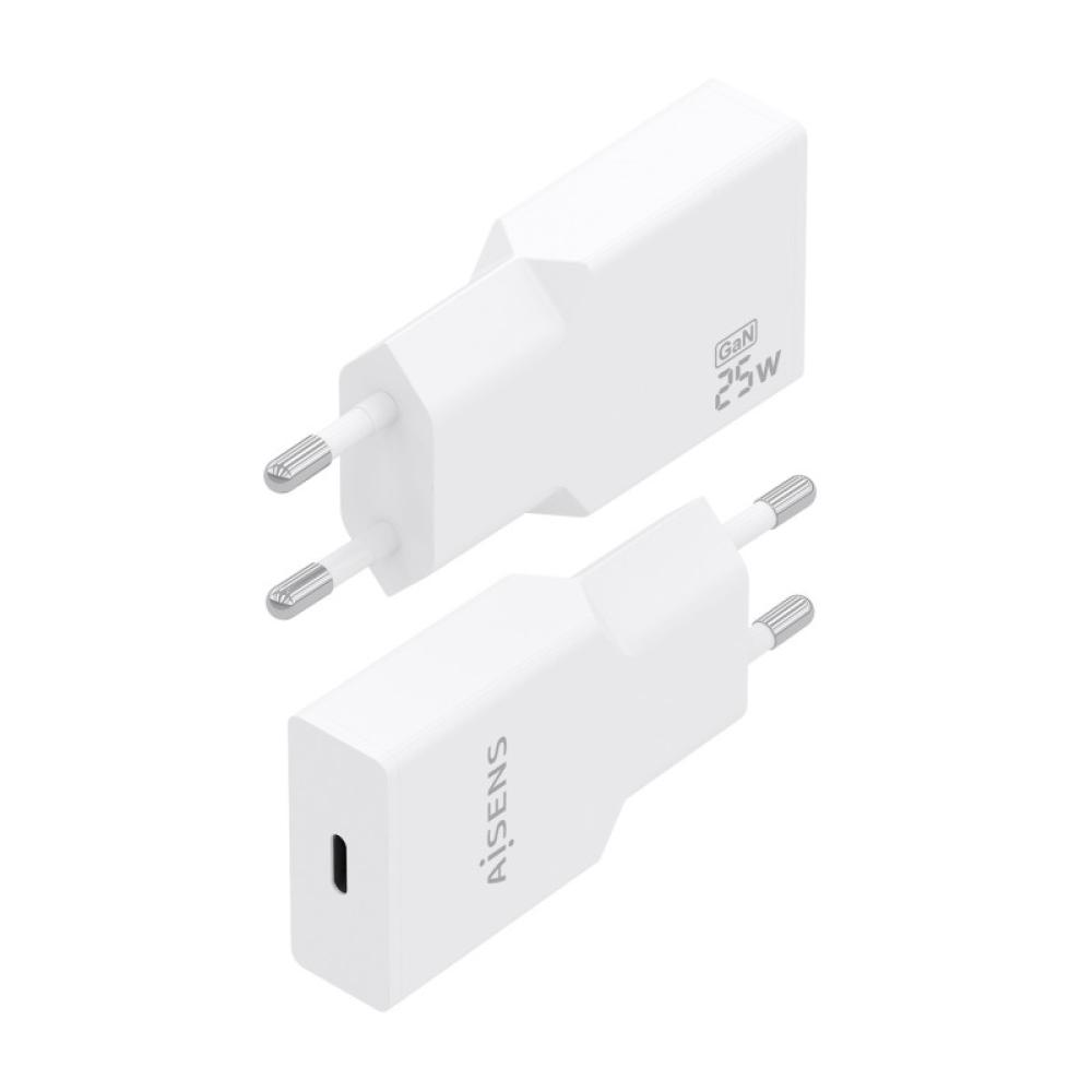 AISENS - Cargador Ultra Delgado GaN 25W, 1xUSB-C PD3.0, Blanco