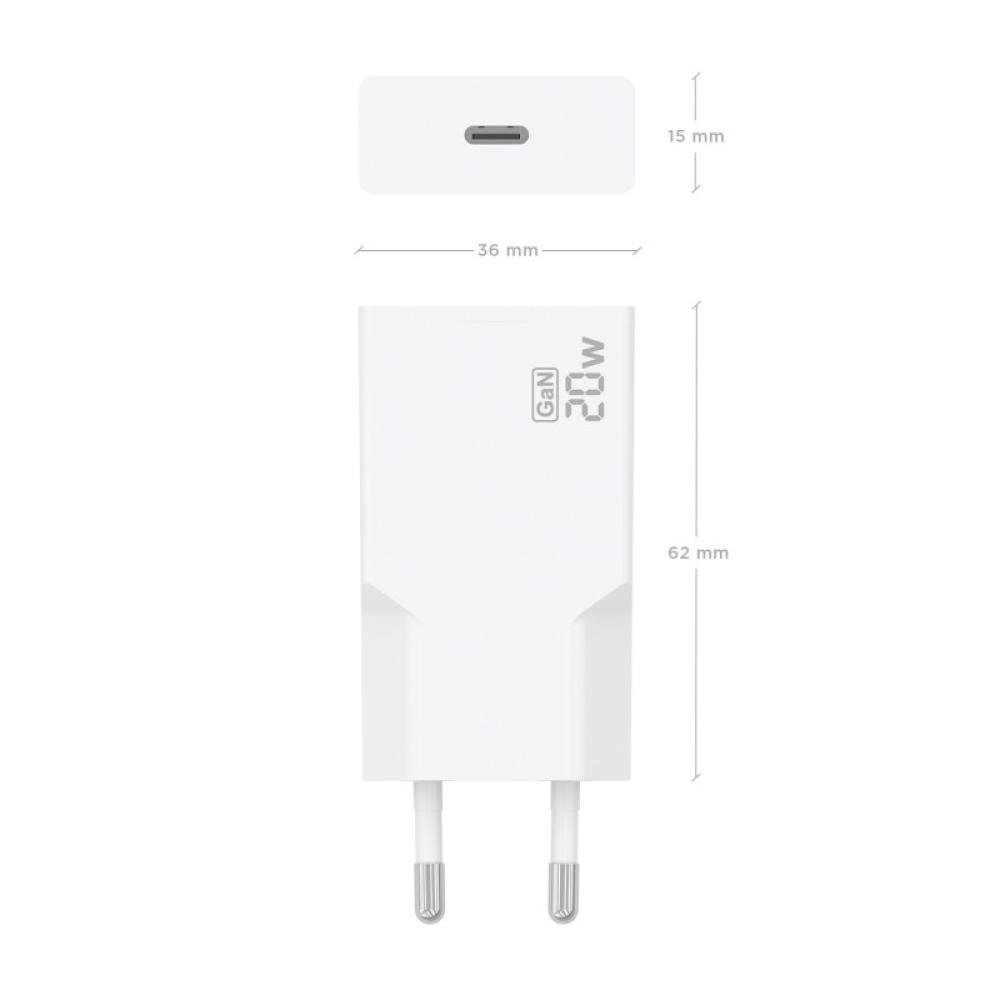 AISENS - Cargador Ultra Delgado GaN 20W, 1xUSB-C PD3.0, Blanco
