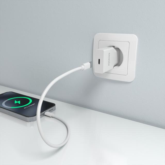 AISENS - Cargador Ultra Delgado GaN 20W, 1xUSB-C PD3.0, Blanco