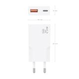 AISENS - Cargador Ultra Delgado GaN 25W, 1xUSB-C PD3.0 QC4.0, 1xUSB-A QC3.0, Blanco