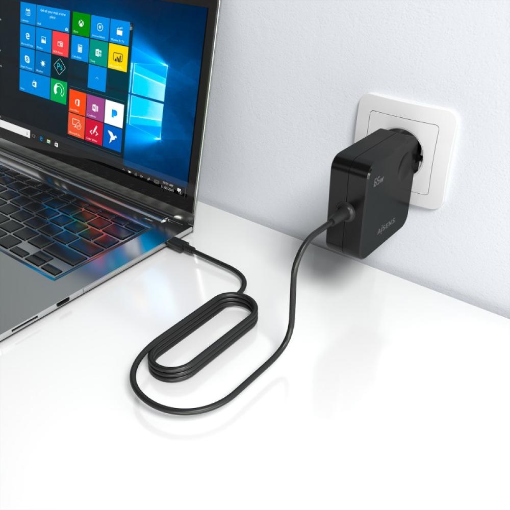 AISENS - Cargador 65W PD3.0 1xUSB-C 1.5m, Negro