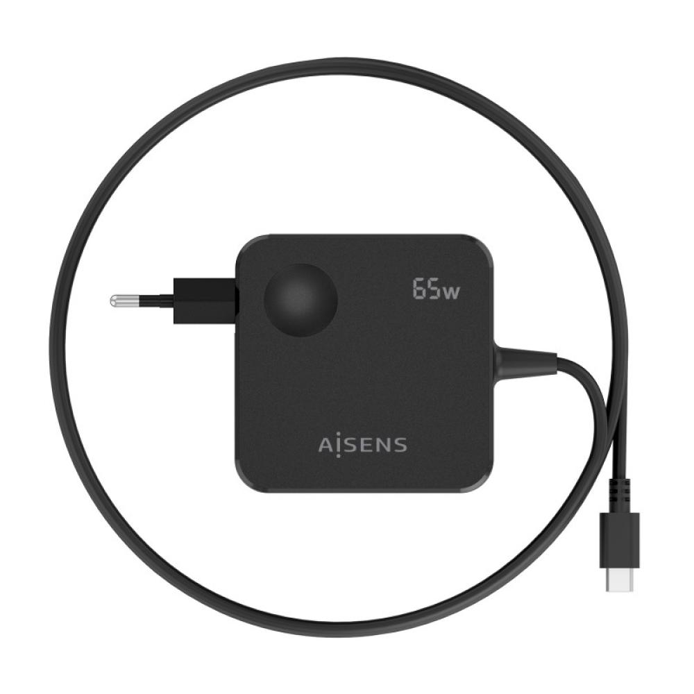 AISENS - Cargador 65W PD3.0 1xUSB-C 1.5m, Negro