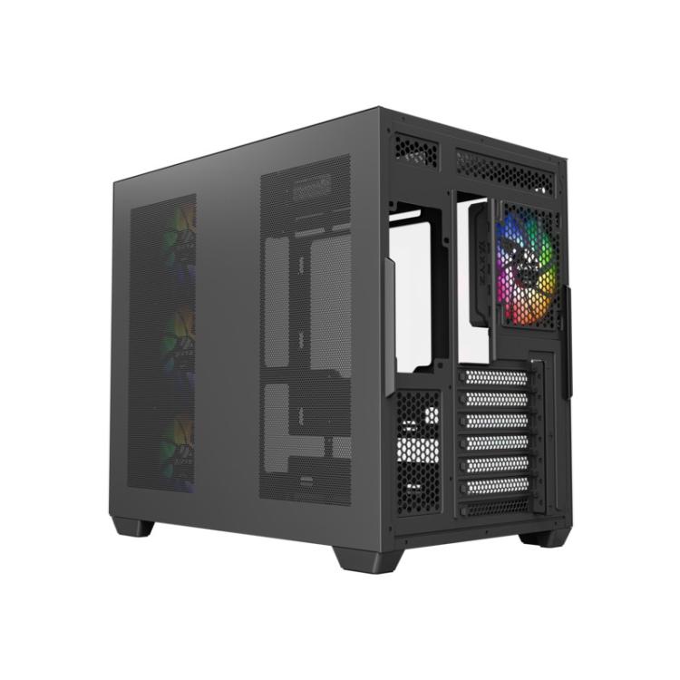 XYZ - TESSERACT X, TORRE GAMING,DUAL CHAMBER, 7x VENTILADORES, CRISTAL,BTF, TYPO C, ATX, NEGRA