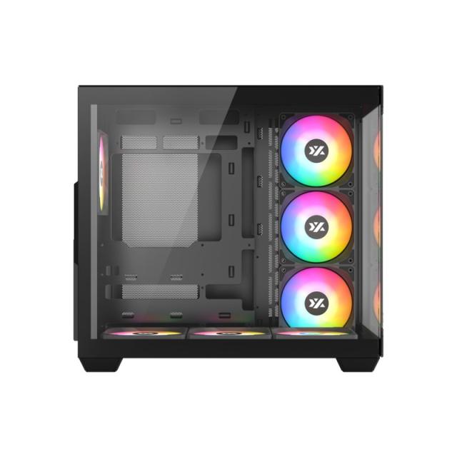 XYZ - TESSERACT X, TORRE GAMING,DUAL CHAMBER, 7x VENTILADORES, CRISTAL,BTF, TYPO C, ATX, NEGRA