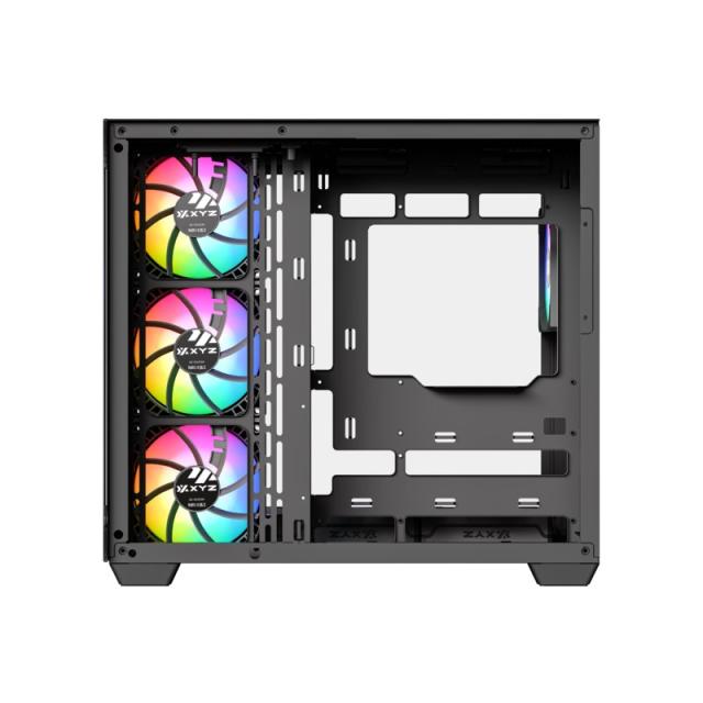 XYZ - TESSERACT X, TORRE GAMING,DUAL CHAMBER, 7x VENTILADORES, CRISTAL,BTF, TYPO C, ATX, NEGRA