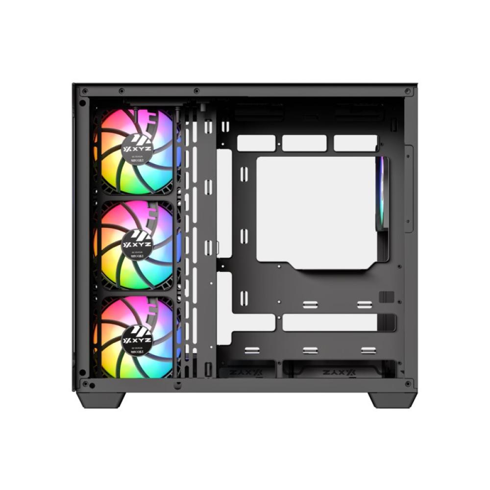 XYZ - TESSERACT X, TORRE GAMING,DUAL CHAMBER, 7x VENTILADORES, CRISTAL,BTF, TYPO C, ATX, NEGRA