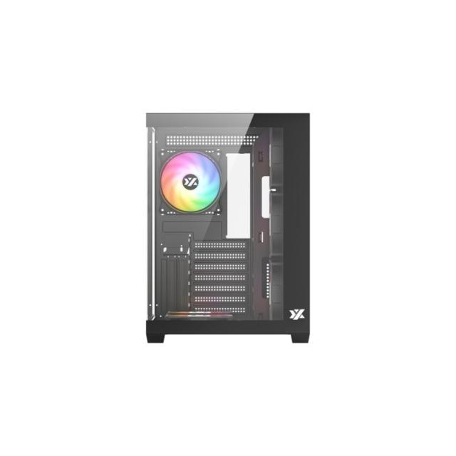 XYZ - TESSERACT X 50, Caja Panorámica de Doble Cámara con Cristal Templado, 6 Ventiladores A-RGB de 120 mm, USB 3.0,ATX, Negra