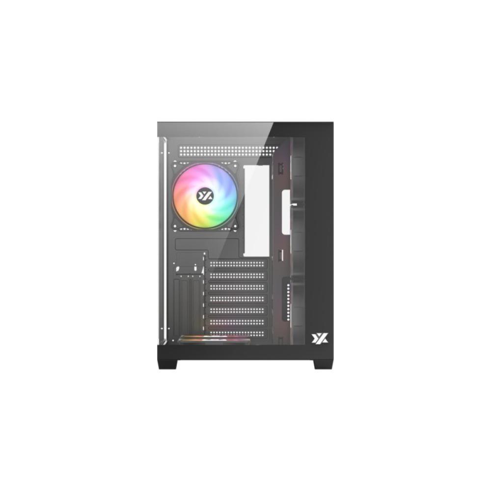 XYZ - TESSERACT X 50, Caja Panorámica de Doble Cámara con Cristal Templado, 6 Ventiladores A-RGB de 120 mm, USB 3.0,ATX, Negra