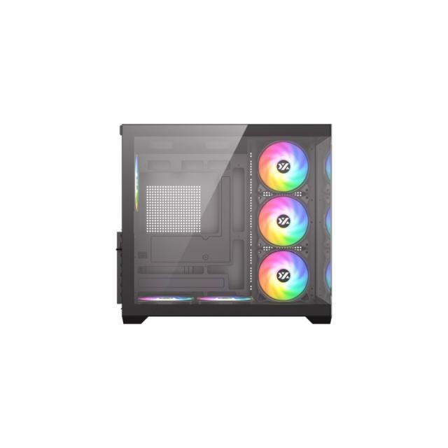 XYZ - TESSERACT X 50, Caja Panorámica de Doble Cámara con Cristal Templado, 6 Ventiladores A-RGB de 120 mm, USB 3.0,ATX, Negra