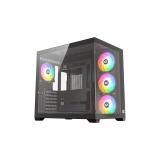 XYZ - TESSERACT X 50, Caja Panorámica de Doble Cámara con Cristal Templado, 6 Ventiladores A-RGB de 120 mm, USB 3.0,ATX, Negra