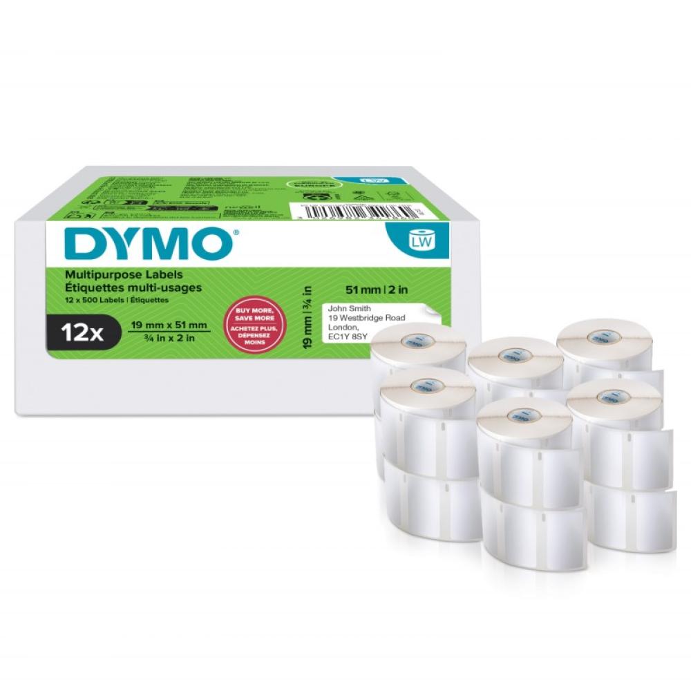 DYMO - LW etiquetas auténticas multiusos/de dirección del remitente / 19 mm × 51 mm /12 rollos de 500 etiquetas con reverso fáci
