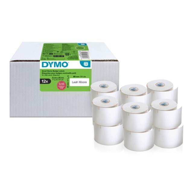 DYMO - LW etiquetas auténticas de tarjeta de identificación pequeñas / 41 mm × 89 mm / 12 rollos de 300 etiquetas con reverso fá