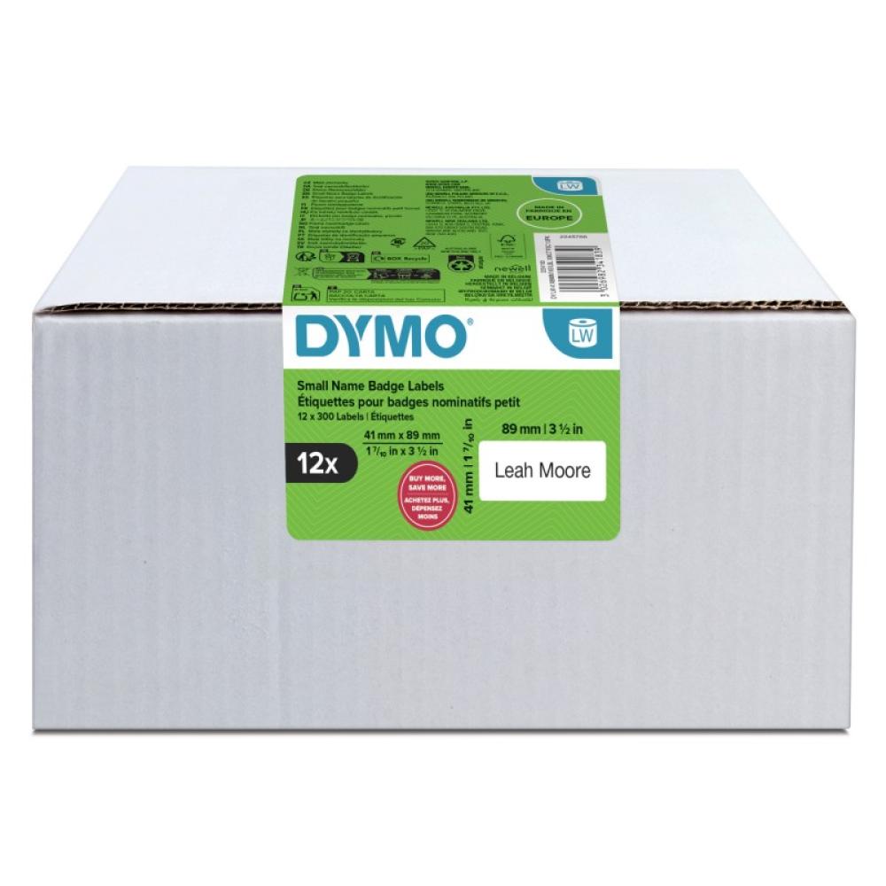 DYMO - LW etiquetas auténticas de tarjeta de identificación pequeñas / 41 mm × 89 mm / 12 rollos de 300 etiquetas con reverso fá
