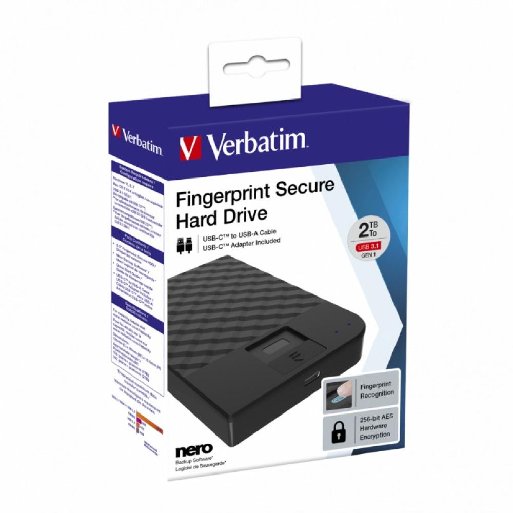 Verbatim - Disco duro portátil Fingerprint Secure de 2 TB