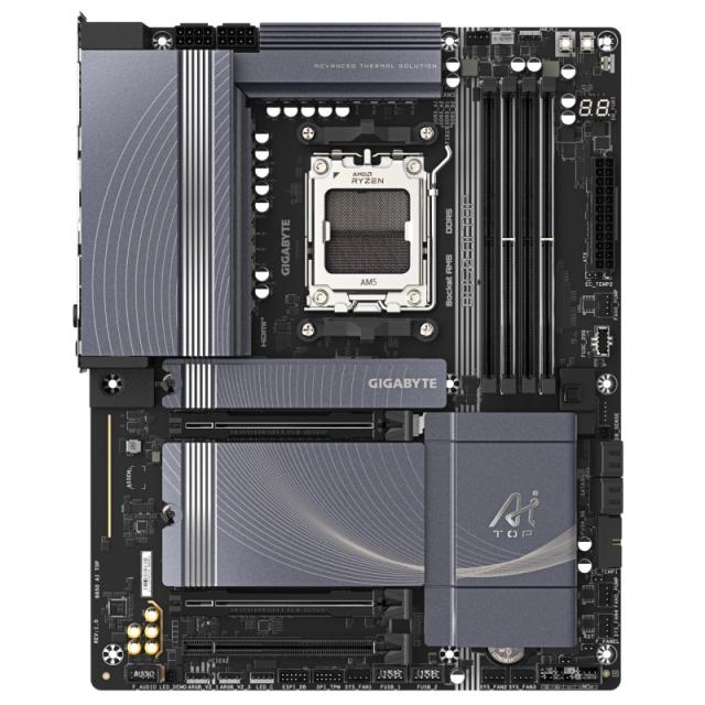 GIGABYTE - B850 AI TOP Placa Base - Procesadores AMD Ryzen Serie 9000, 16+2+2 fases VRM digitales, hasta 8600MHz DDR5 (OC), 2xPC
