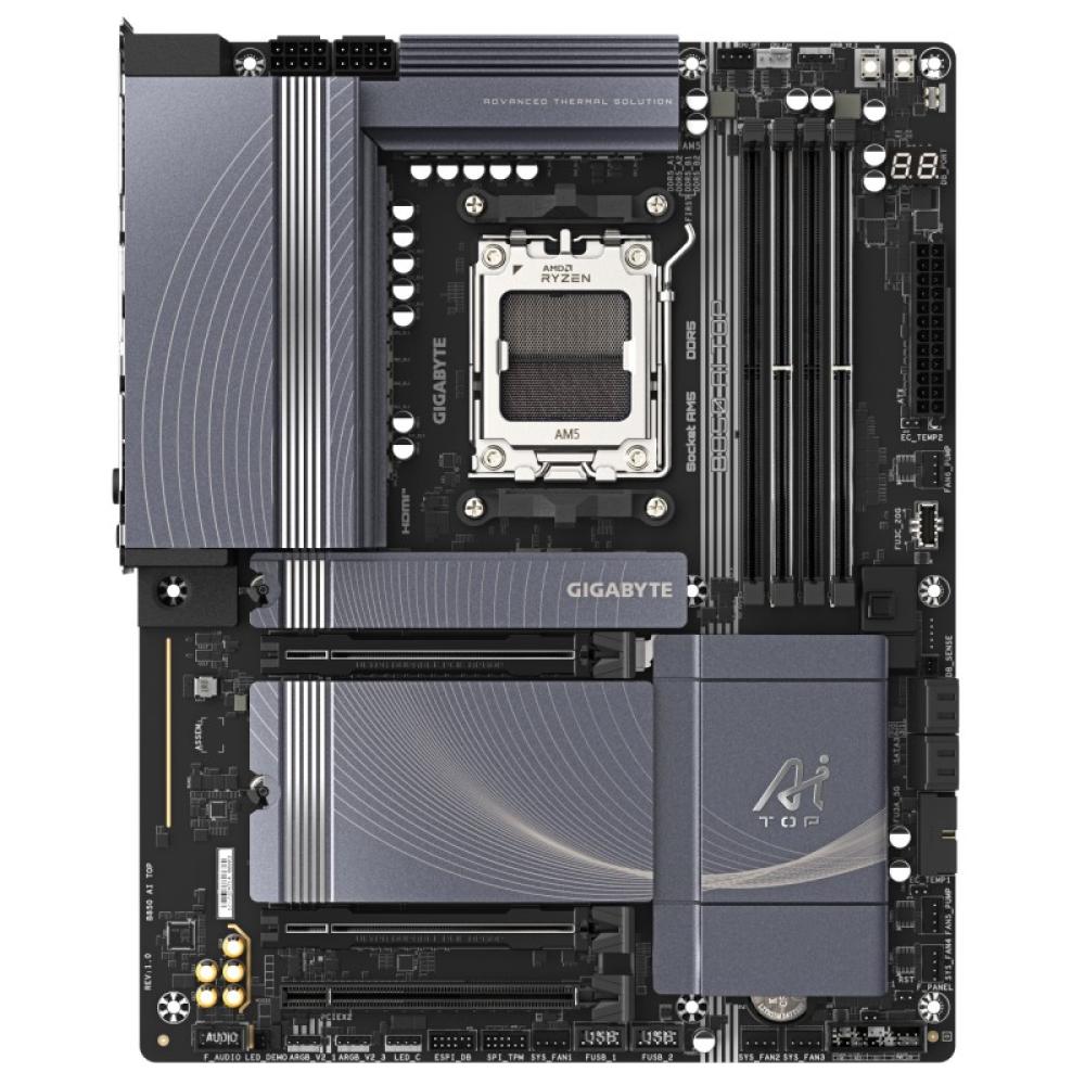 GIGABYTE - B850 AI TOP Placa Base - Procesadores AMD Ryzen Serie 9000, 16+2+2 fases VRM digitales, hasta 8600MHz DDR5 (OC), 2xPC