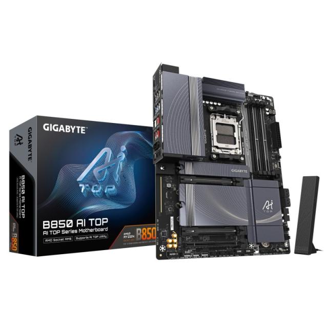 GIGABYTE - B850 AI TOP Placa Base - Procesadores AMD Ryzen Serie 9000, 16+2+2 fases VRM digitales, hasta 8600MHz DDR5 (OC), 2xPC