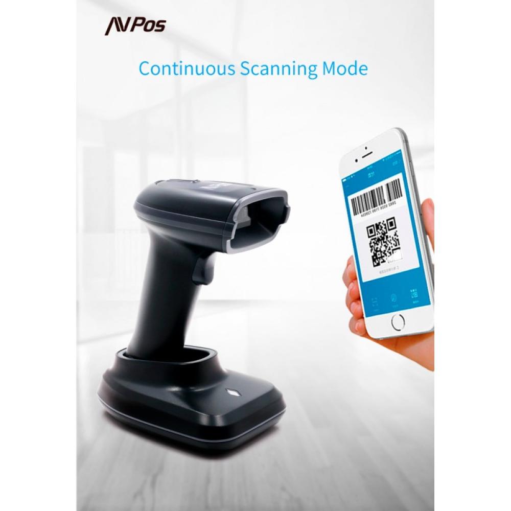 AVPos - AVP-BT230-2D lector de código de barras Lector de códigos de barras portátil 1D/2D CMOS Negro