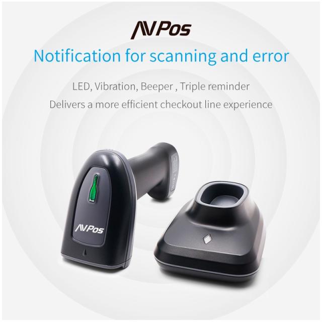 AVPos - AVP-BT230-2D lector de código de barras Lector de códigos de barras portátil 1D/2D CMOS Negro