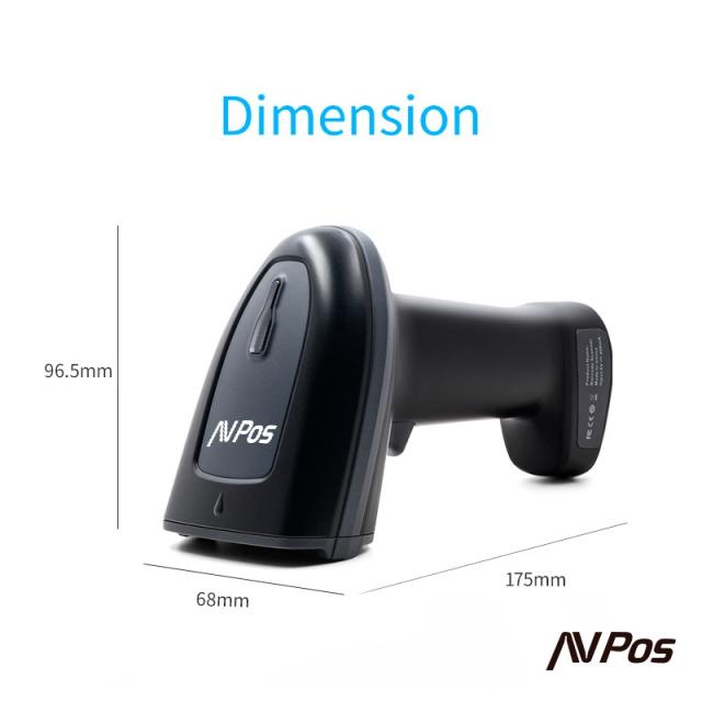 AVPos - AVP-BT230-2D lector de código de barras Lector de códigos de barras portátil 1D/2D CMOS Negro